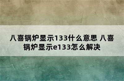 八喜锅炉显示133什么意思 八喜锅炉显示e133怎么解决